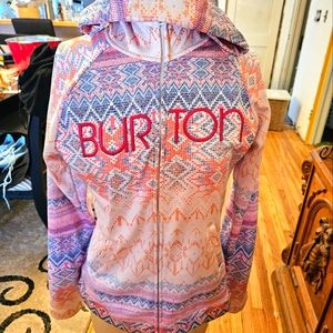 Burton snowboarding hoodie. Quality sz Large. Multi color pink